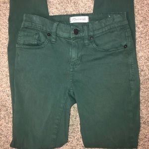 Madewell Skinny Sateen Green Jeans